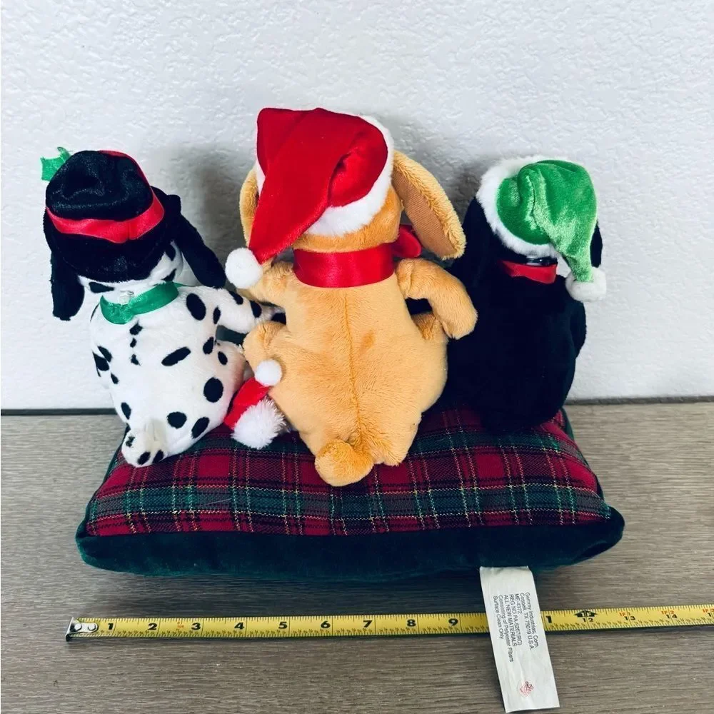 Plush Christmas Musical Motion Dog Trio Holiday Decor